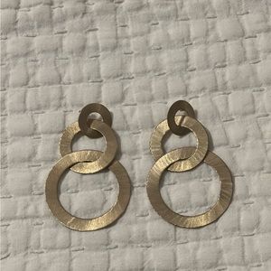 Sheila Fajl Anna Triple Hoop Circle Earrings In Brushed Gold Plated